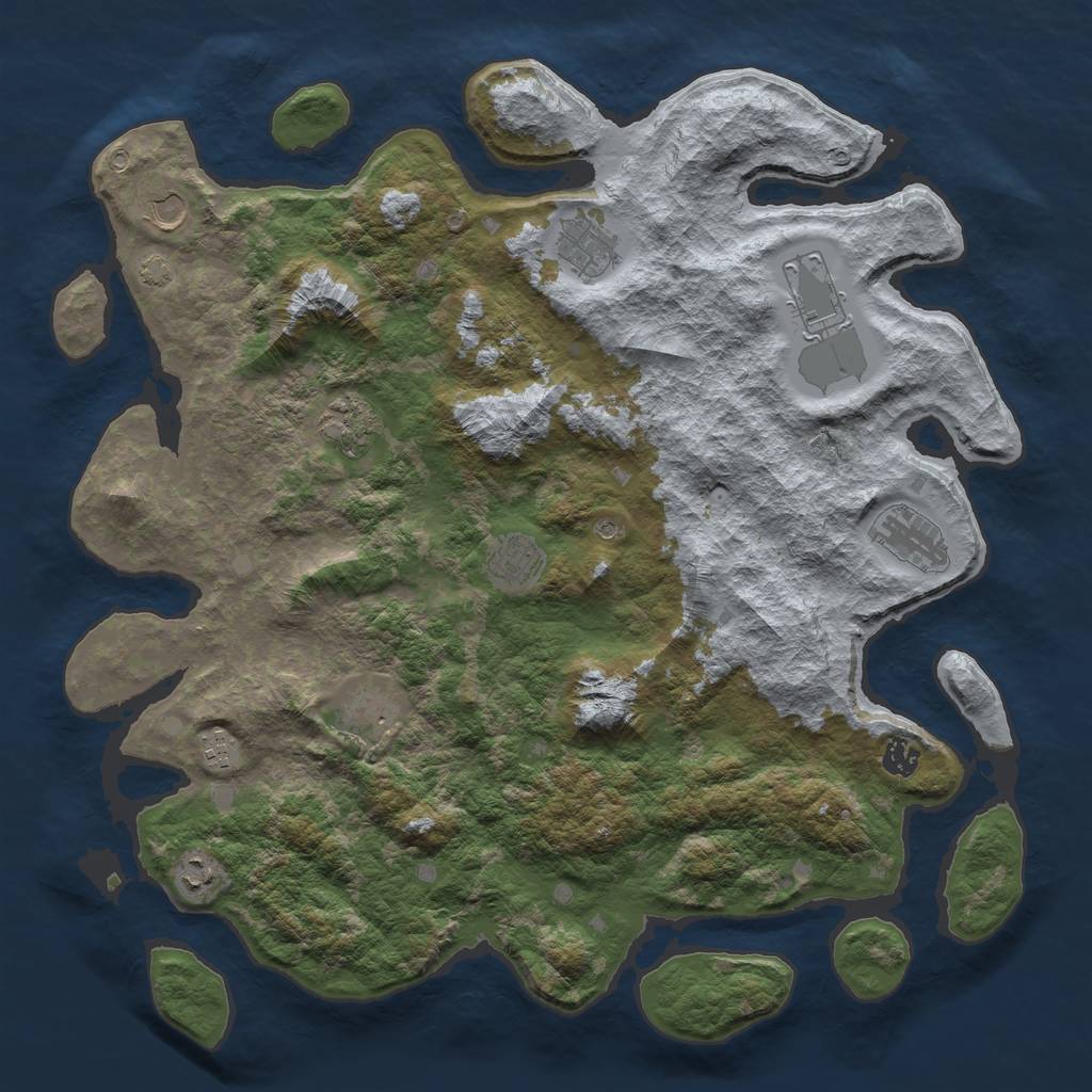 Rust Map: Barren, Size: 4400, Seed: 86895379, 14 Monuments