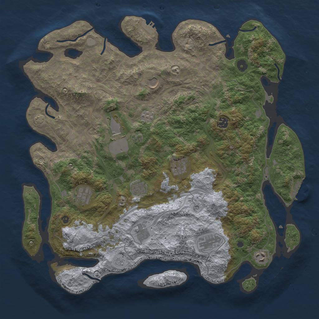 Rust Map: Procedural Map, Size: 4300, Seed: 80608284, 18 Monuments