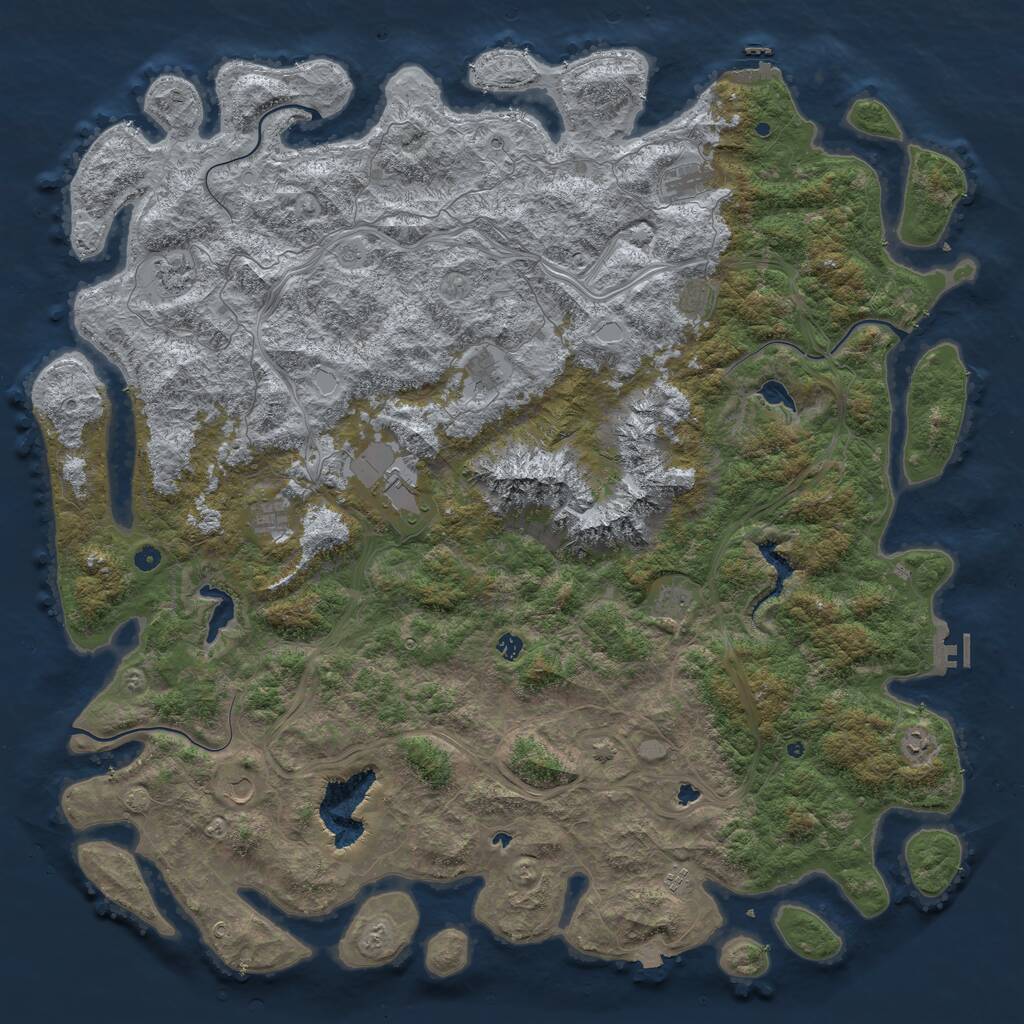 Rust Map: Procedural Map, Size: 6000, Seed: 55442761, 17 Monuments