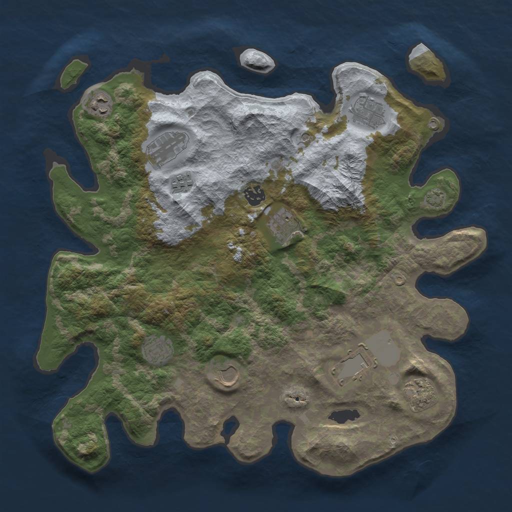 Rust Map: Barren, Size: 3800, Seed: 37352446, 14 Monuments