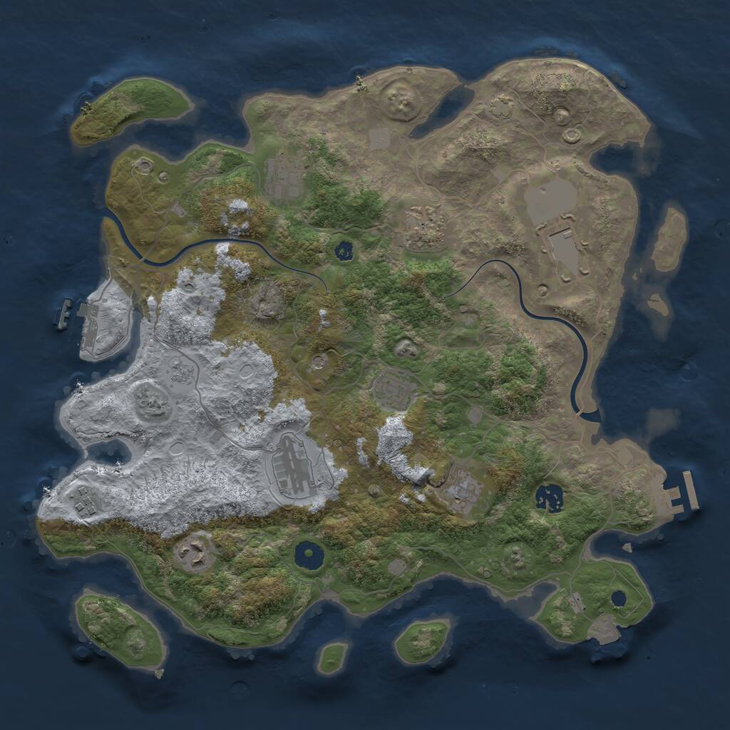 Rust Map: Procedural Map, Size: 3750, Seed: 44371325, 15 Monuments