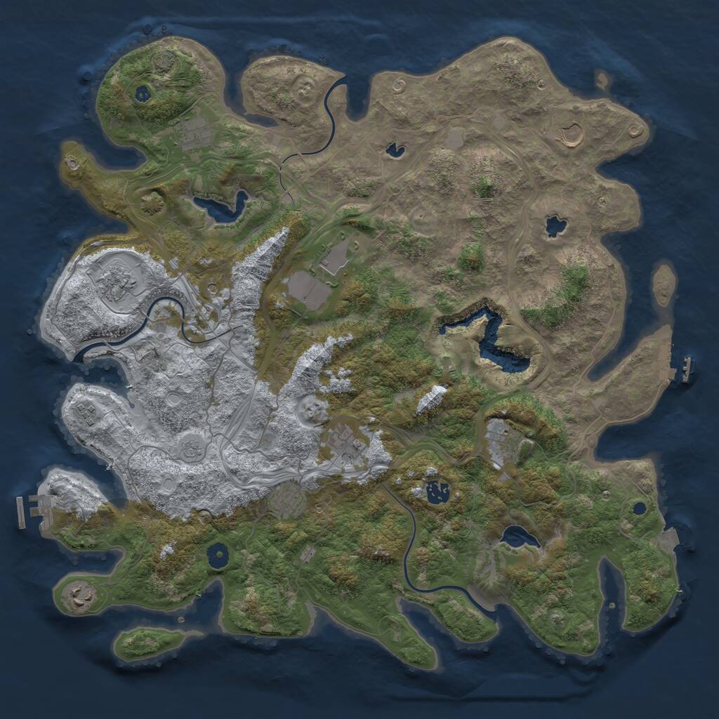 Rust Map: Procedural Map, Size: 4500, Seed: 840038208, 16 Monuments