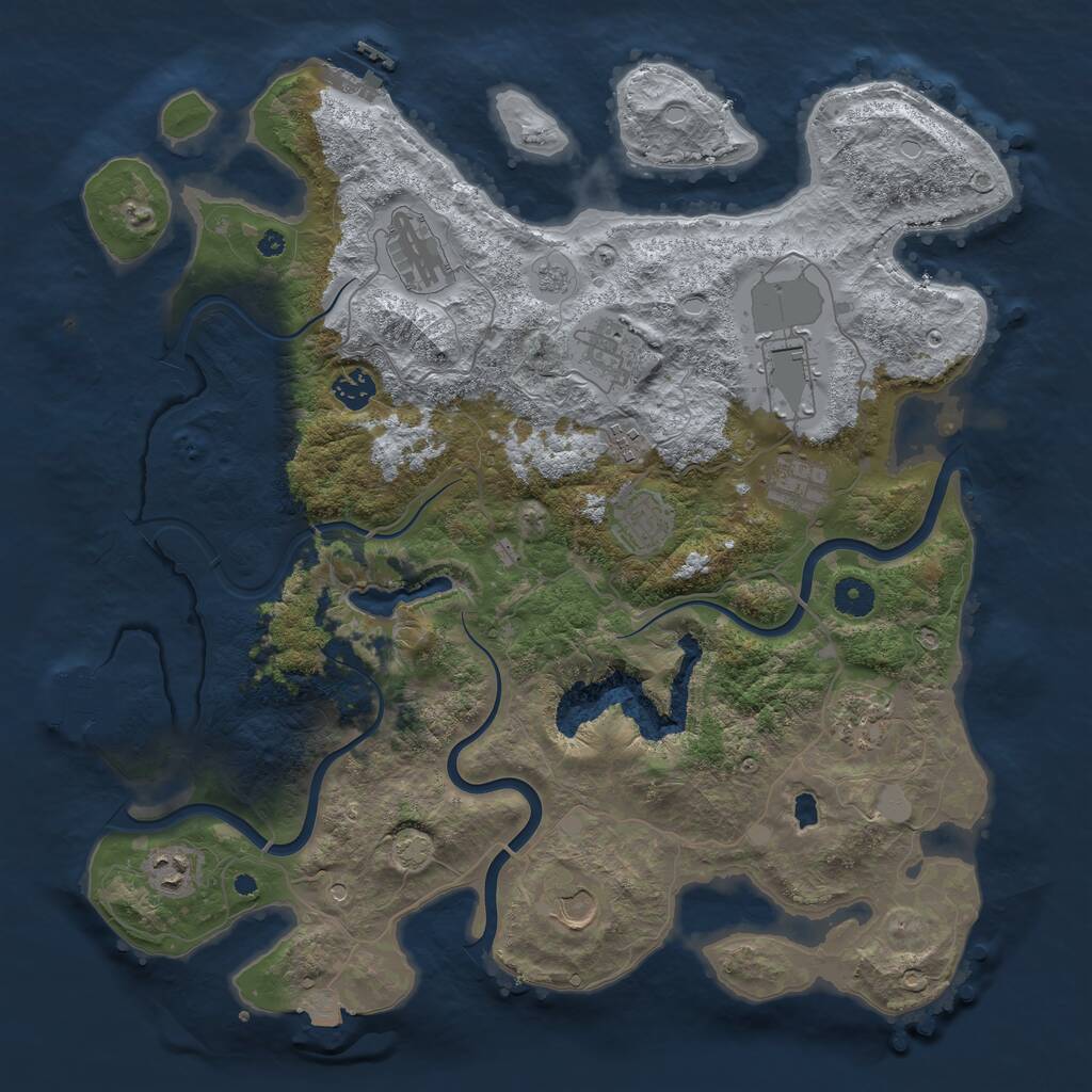 Rust Map: Procedural Map, Size: 4100, Seed: 19365578, 16 Monuments