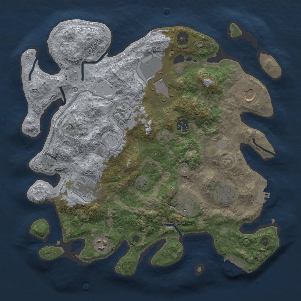 Rust Map: Procedural Map, Size: 3500, Seed: 1502675669, 17 Monuments