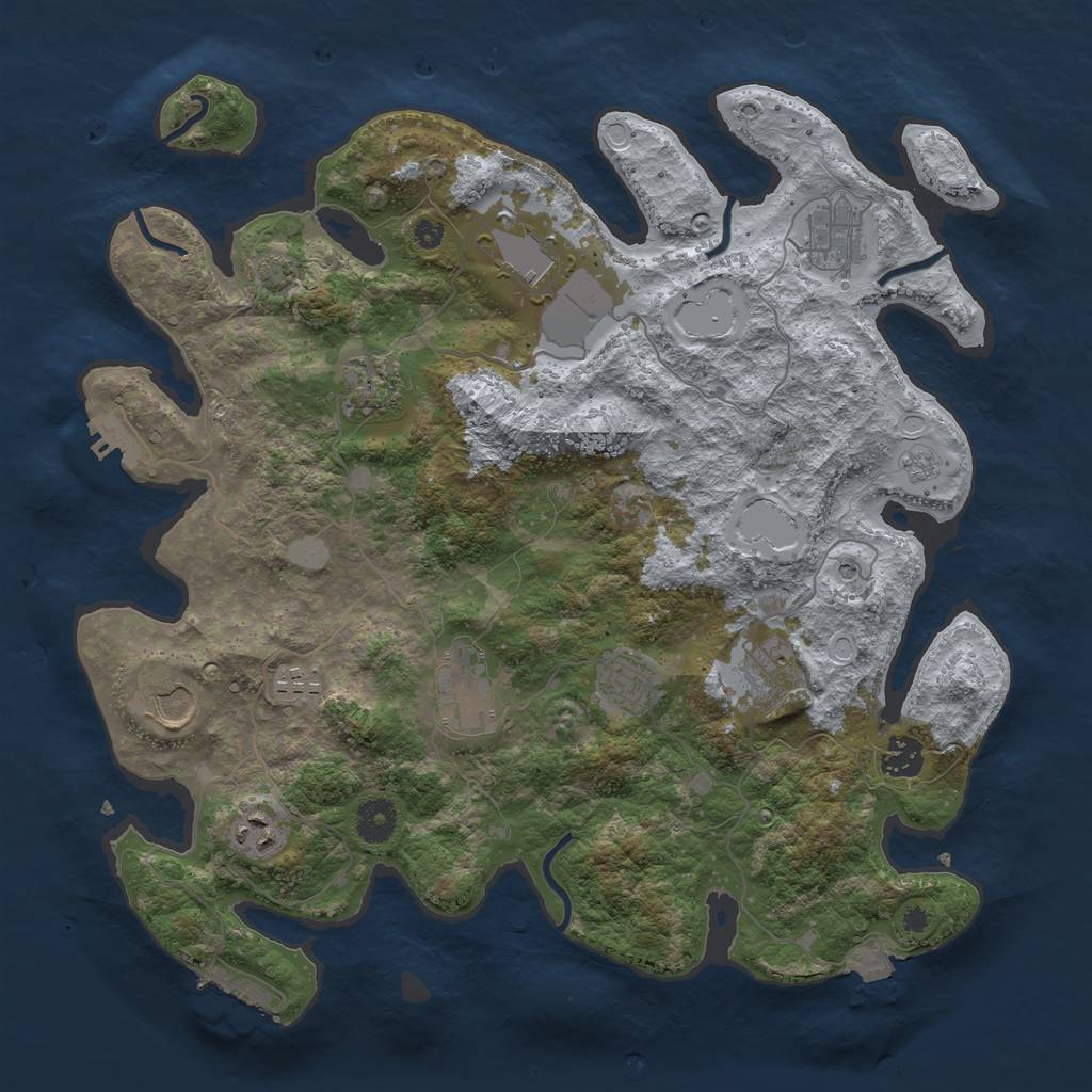 Rust Map: Procedural Map, Size: 3800, Seed: 1707322731, 18 Monuments