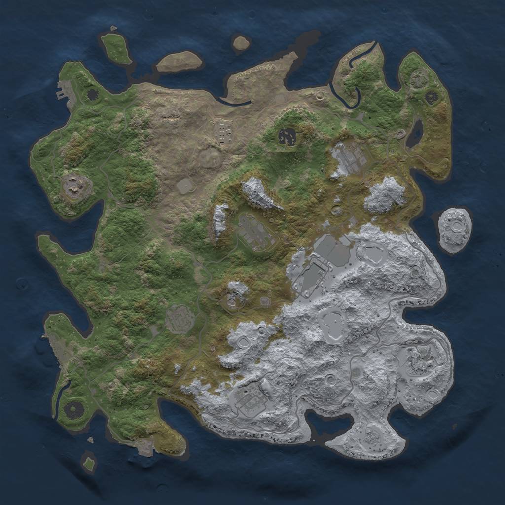 Rust Map: Procedural Map, Size: 4000, Seed: 858247434, 17 Monuments