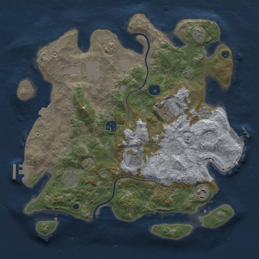Rust Map: Procedural Map, Size: 3500, Seed: 796470079, 13 Monuments