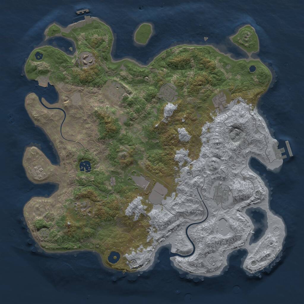 Rust Map: Procedural Map, Size: 3800, Seed: 47537152, 15 Monuments