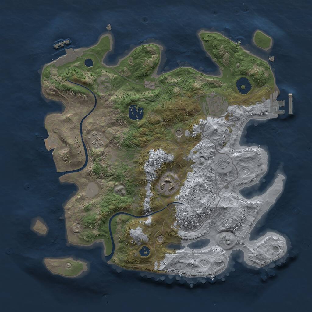Rust Map: Procedural Map, Size: 3000, Seed: 1533559438, 9 Monuments