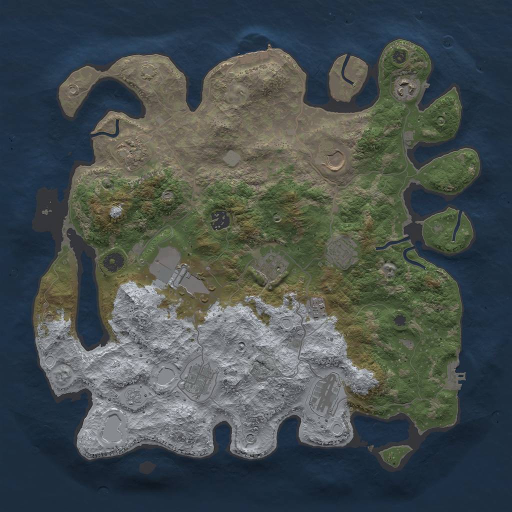 Rust Map: Procedural Map, Size: 3900, Seed: 95115790, 18 Monuments