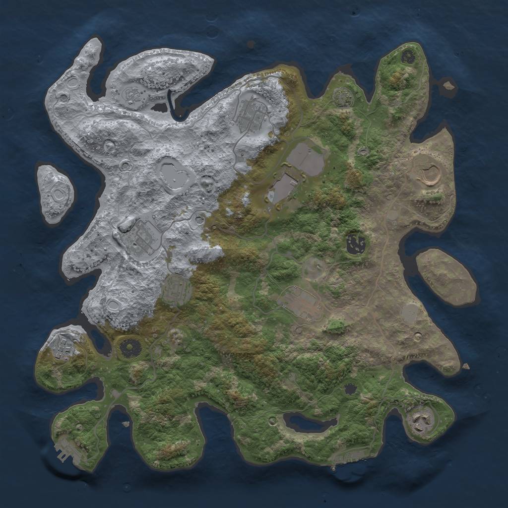 Rust Map: Procedural Map, Size: 3700, Seed: 2137708259, 17 Monuments
