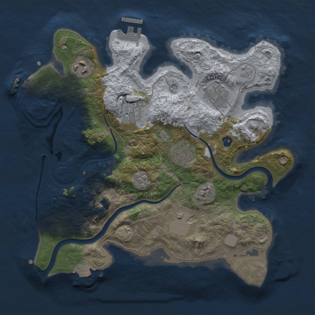Rust Map: Procedural Map, Size: 3000, Seed: 385194002, 12 Monuments