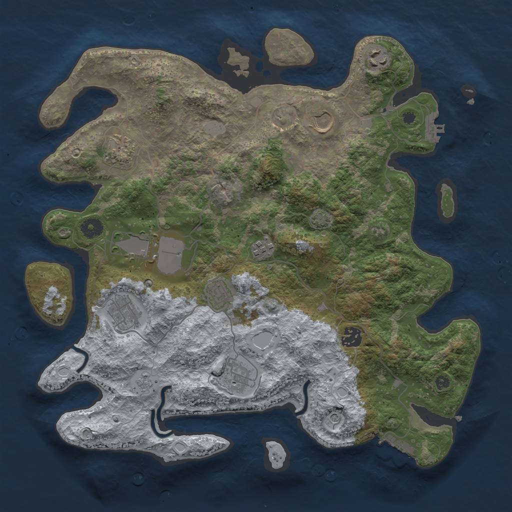 Rust Map: Procedural Map, Size: 3700, Seed: 564366367, 17 Monuments