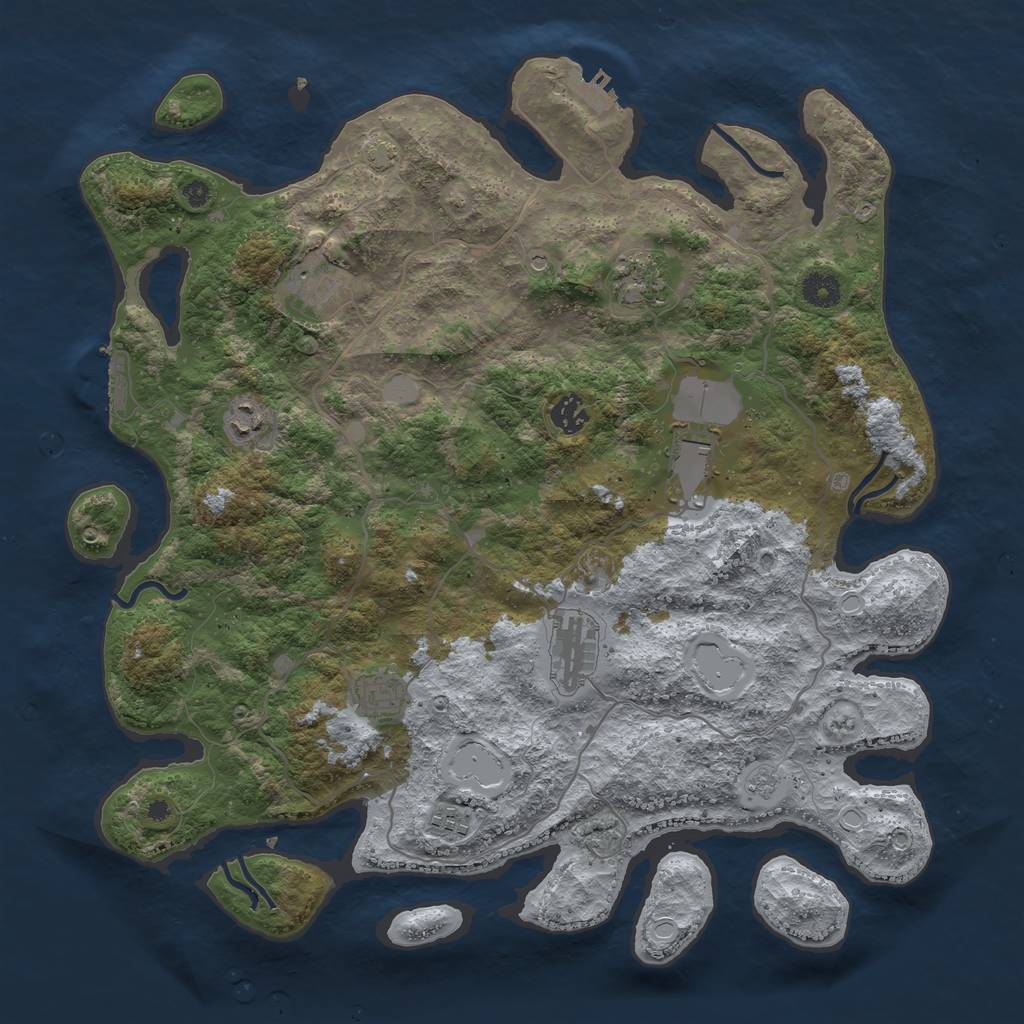 Rust Map: Procedural Map, Size: 4100, Seed: 93041966, 16 Monuments