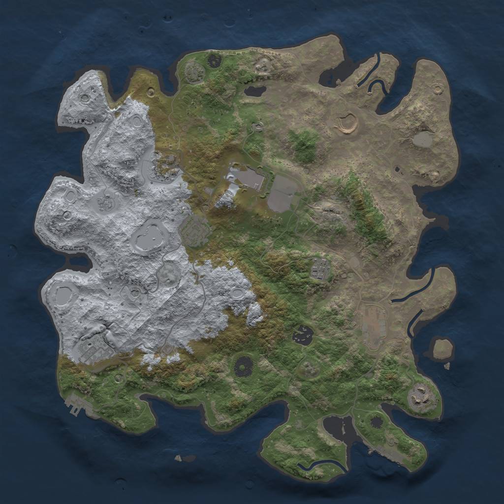 Rust Map: Procedural Map, Size: 3750, Seed: 71517690, 17 Monuments