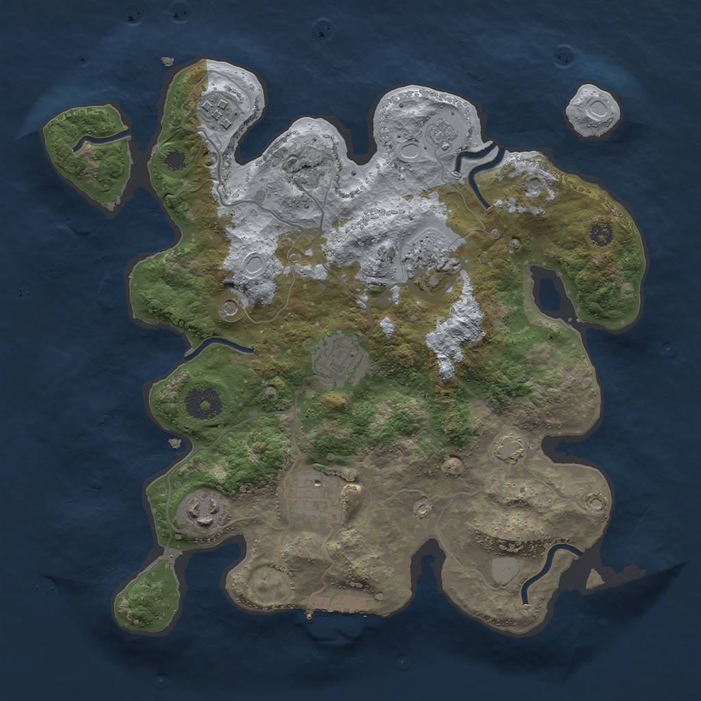 Rust Map: Procedural Map, Size: 3000, Seed: 6774, 12 Monuments