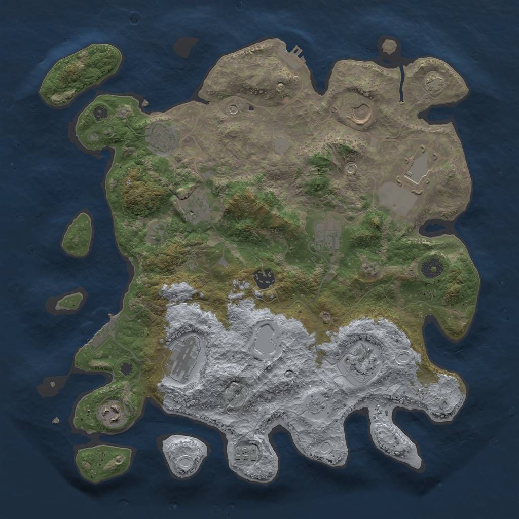 Rust Map: Procedural Map, Size: 3750, Seed: 48575887, 18 Monuments