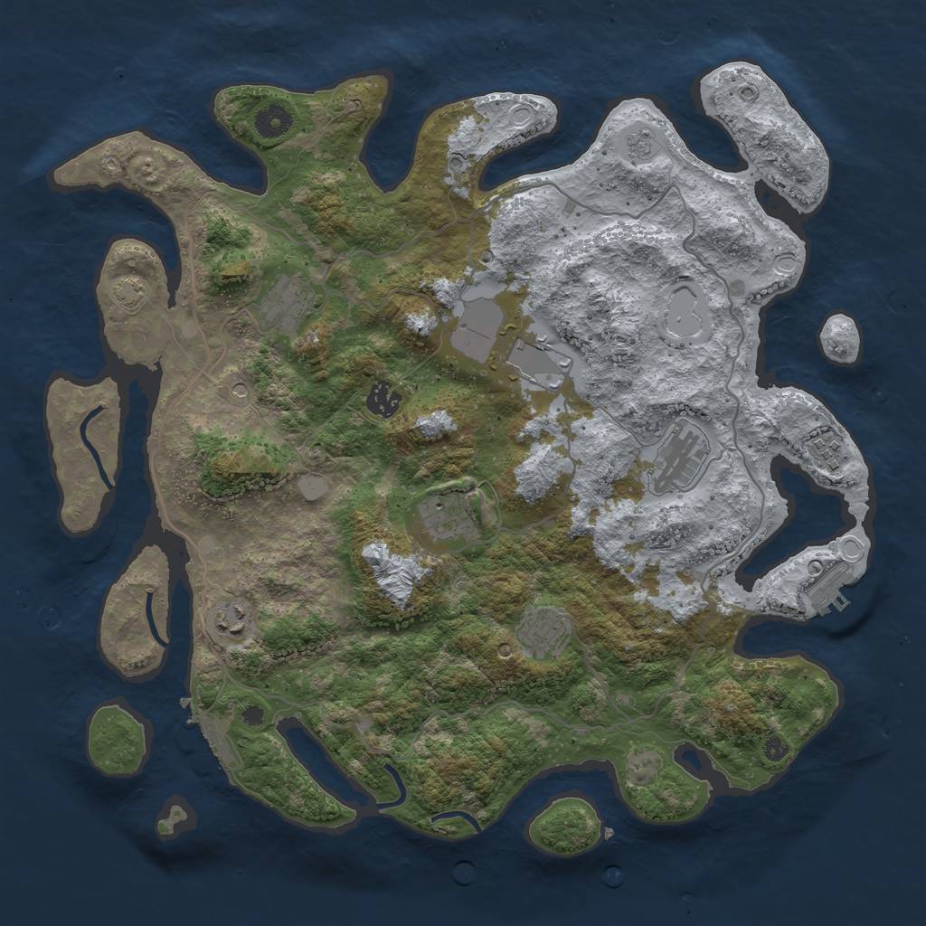 Rust Map: Procedural Map, Size: 4000, Seed: 1876361641, 16 Monuments