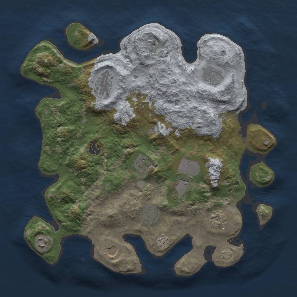 Rust Map: Barren, Size: 3650, Seed: 25876044, 14 Monuments