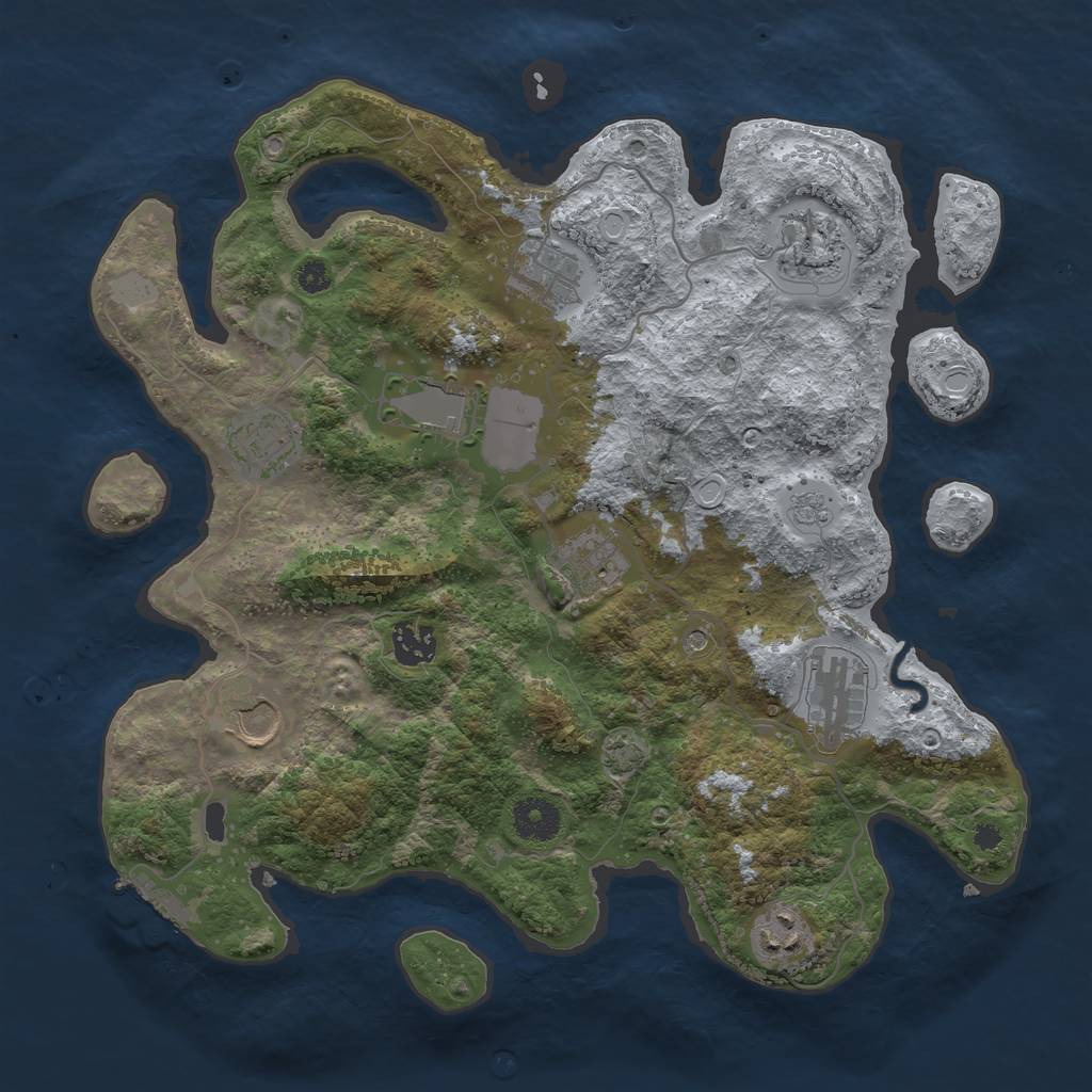 Rust Map: Procedural Map, Size: 3550, Seed: 25528066, 16 Monuments