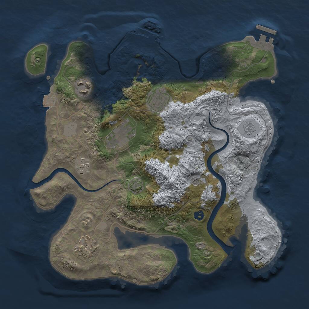 Rust Map: Procedural Map, Size: 3000, Seed: 23025, 11 Monuments