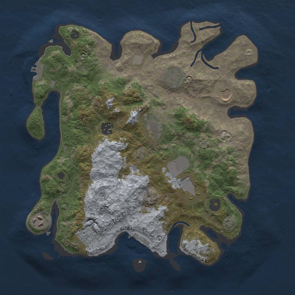 Rust Map: Procedural Map, Size: 3500, Seed: 115868527, 14 Monuments