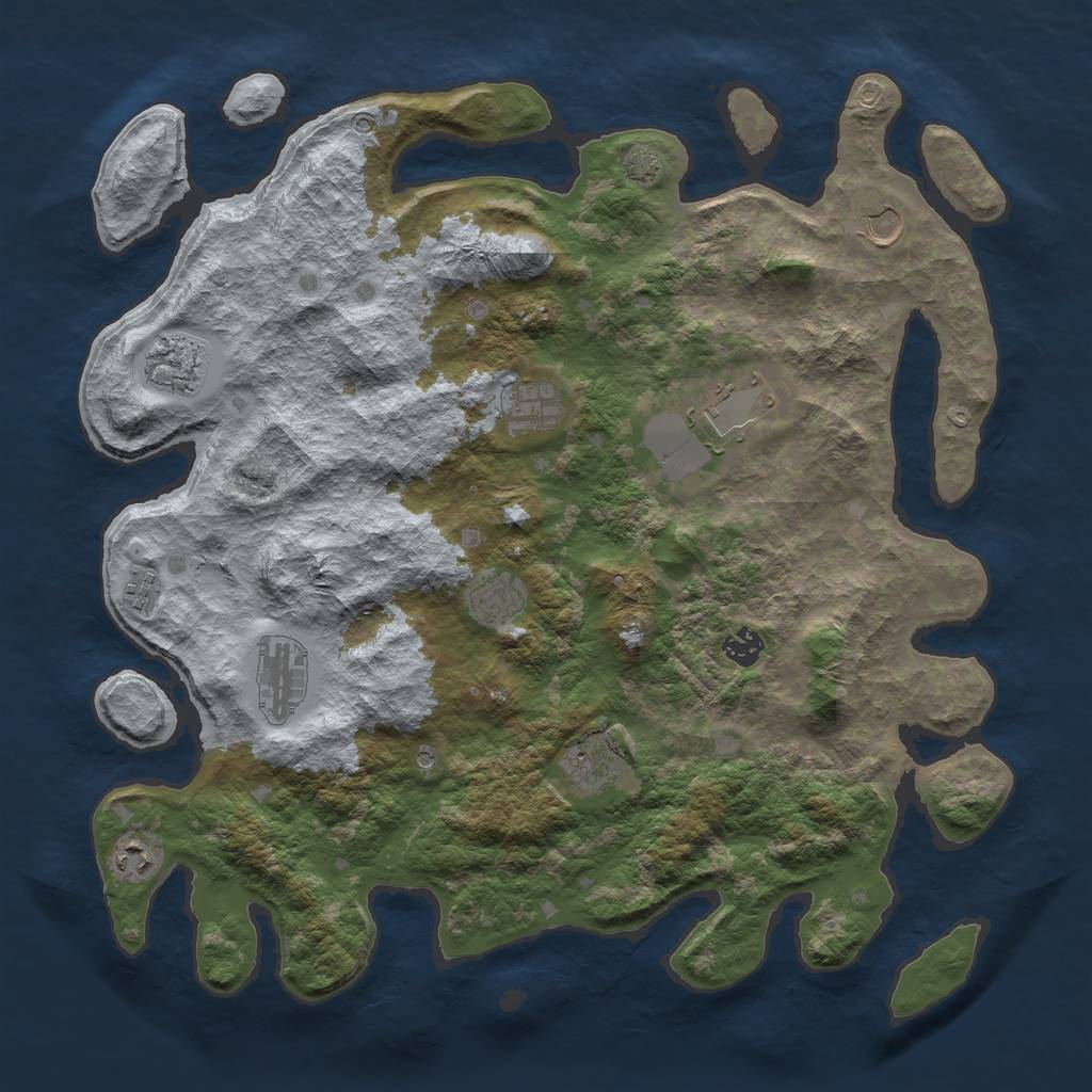 Rust Map: Barren, Size: 4250, Seed: 33346527, 14 Monuments