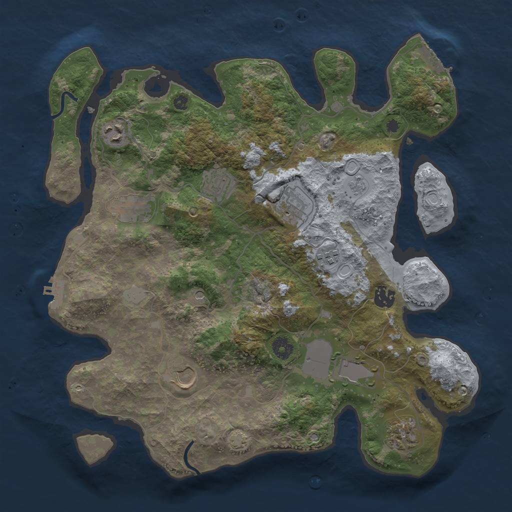 Rust Map: Procedural Map, Size: 3550, Seed: 38583287, 17 Monuments