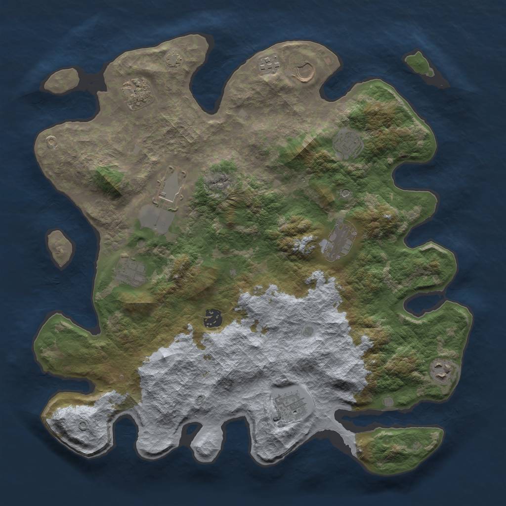 Rust Map: Barren, Size: 3950, Seed: 86064952, 14 Monuments