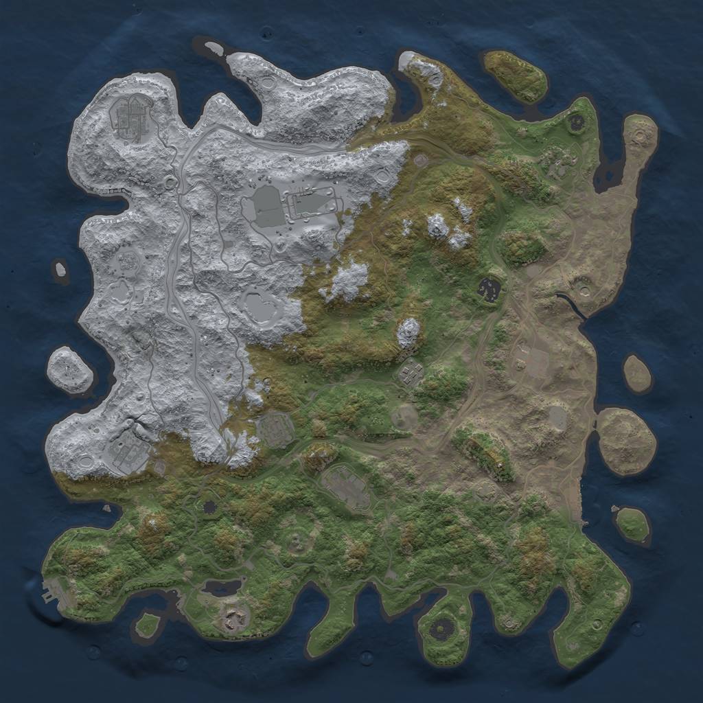 Rust Map: Procedural Map, Size: 4500, Seed: 1191802764, 18 Monuments