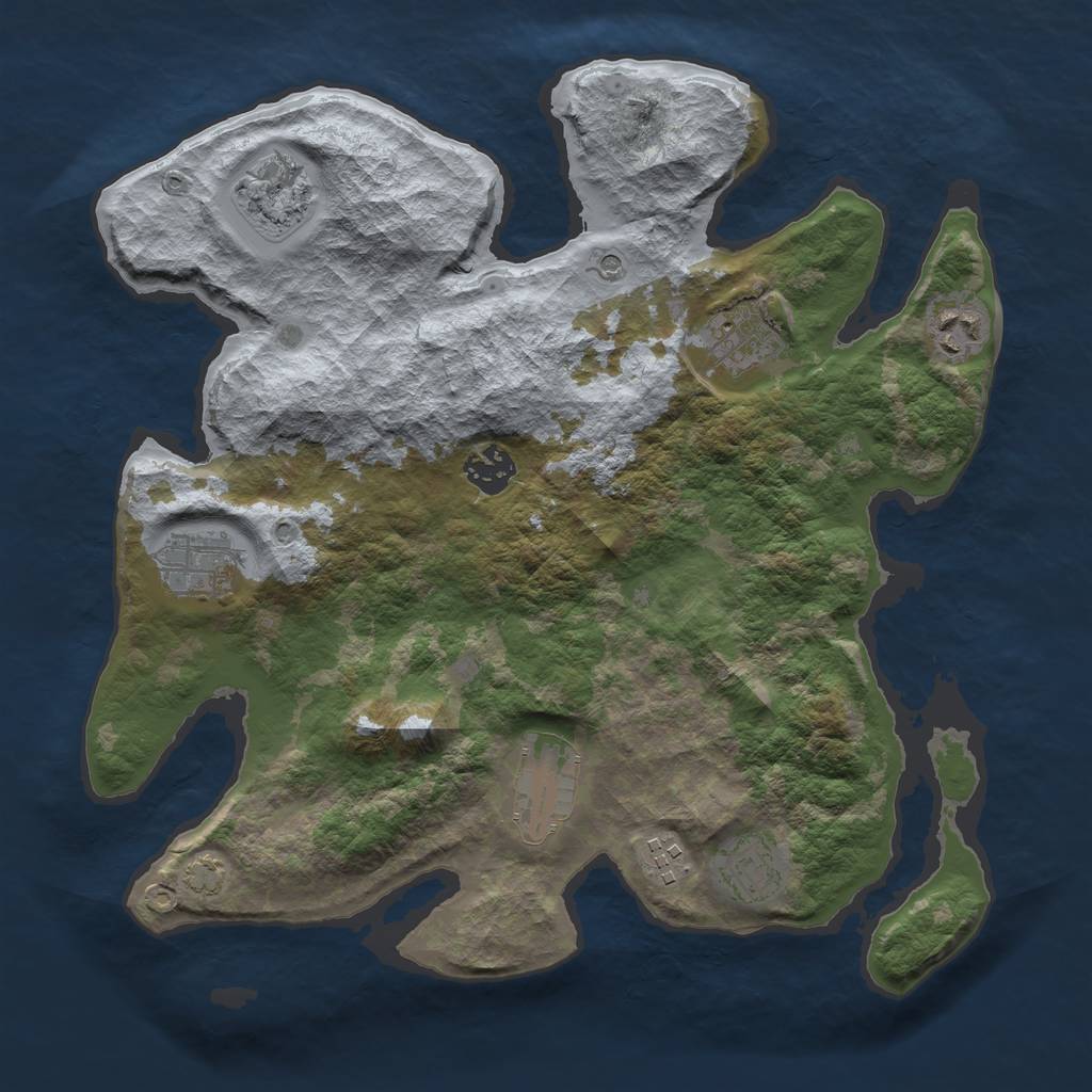 Rust Map: Barren, Size: 3400, Seed: 69705083, 12 Monuments