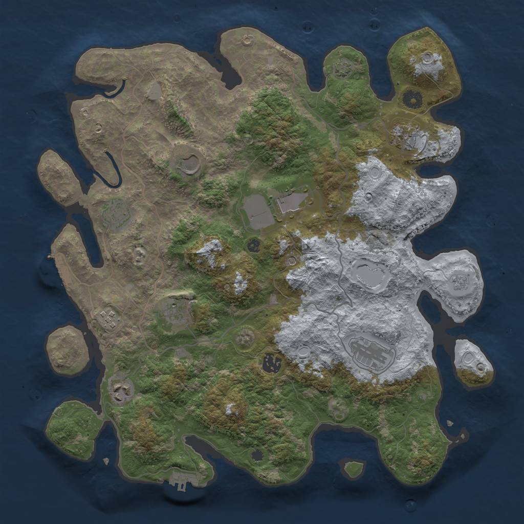 Rust Map: Procedural Map, Size: 4000, Seed: 124556, 17 Monuments