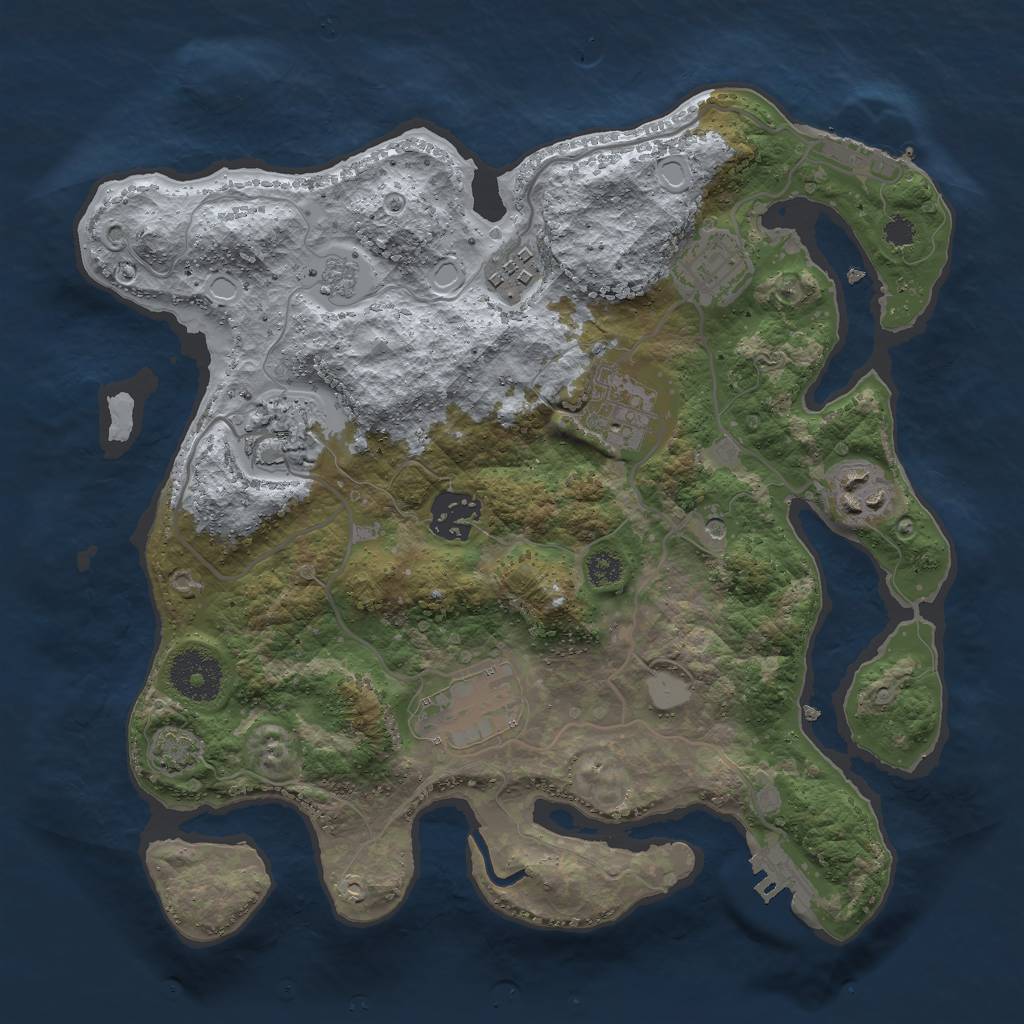 Rust Map: Procedural Map, Size: 3000, Seed: 17551, 15 Monuments
