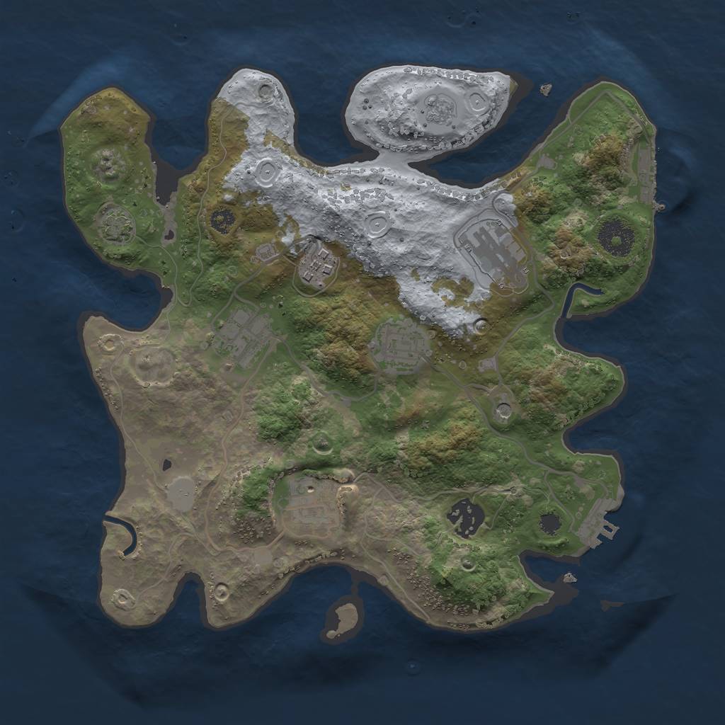 Rust Map: Procedural Map, Size: 3000, Seed: 7731717, 14 Monuments
