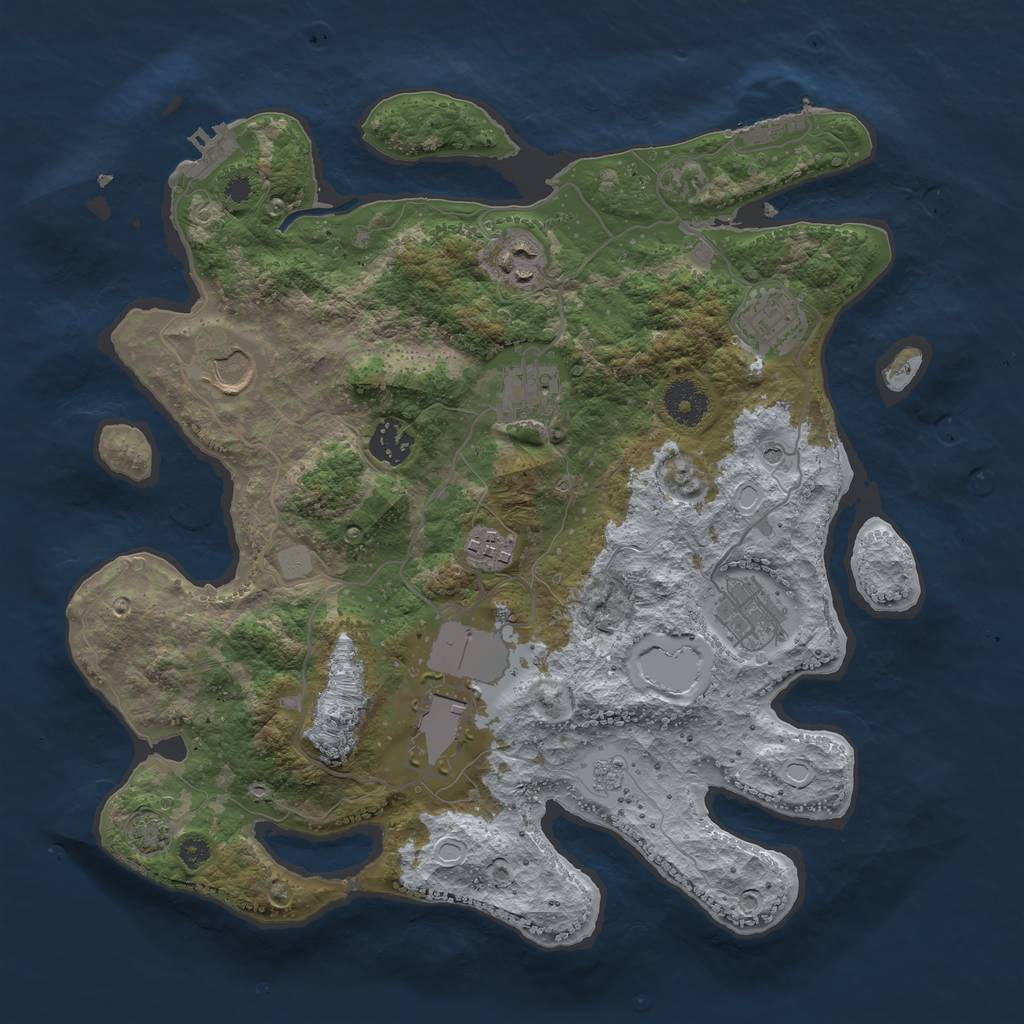 Rust Map: Procedural Map, Size: 3500, Seed: 9665588, 16 Monuments