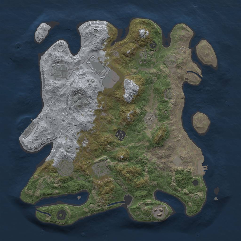 Rust Map: Procedural Map, Size: 3500, Seed: 1929248, 16 Monuments