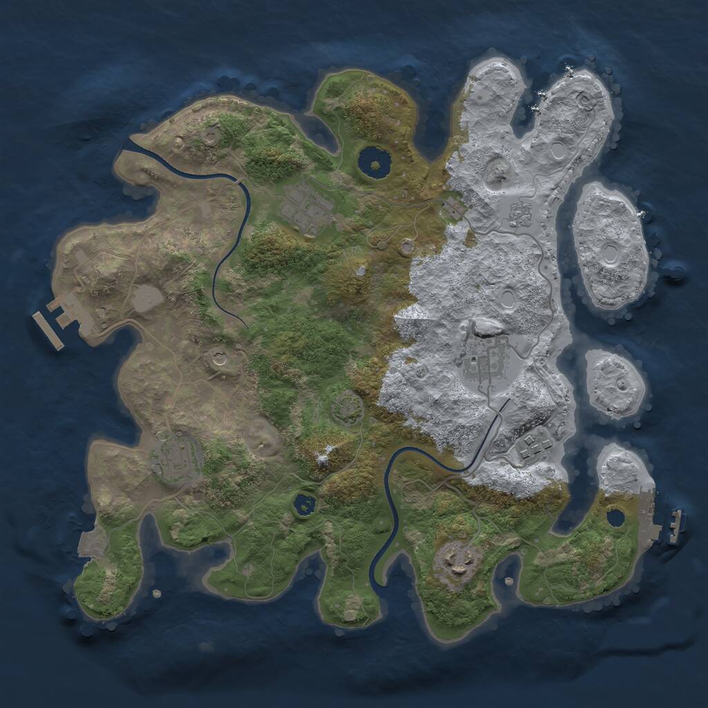 Rust Map: Procedural Map, Size: 3250, Seed: 334888928, 11 Monuments