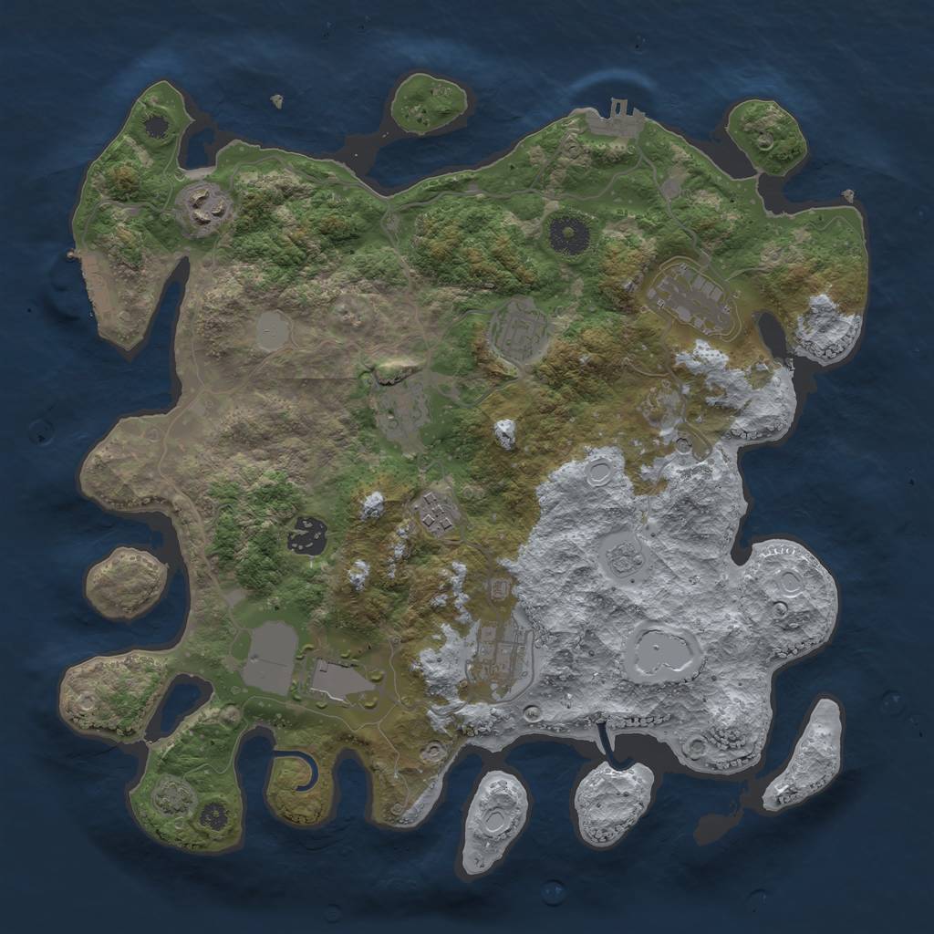 Rust Map: Procedural Map, Size: 3500, Seed: 849202329, 16 Monuments