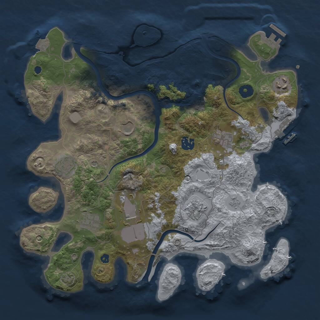 Rust Map: Procedural Map, Size: 3500, Seed: 849202329, 15 Monuments
