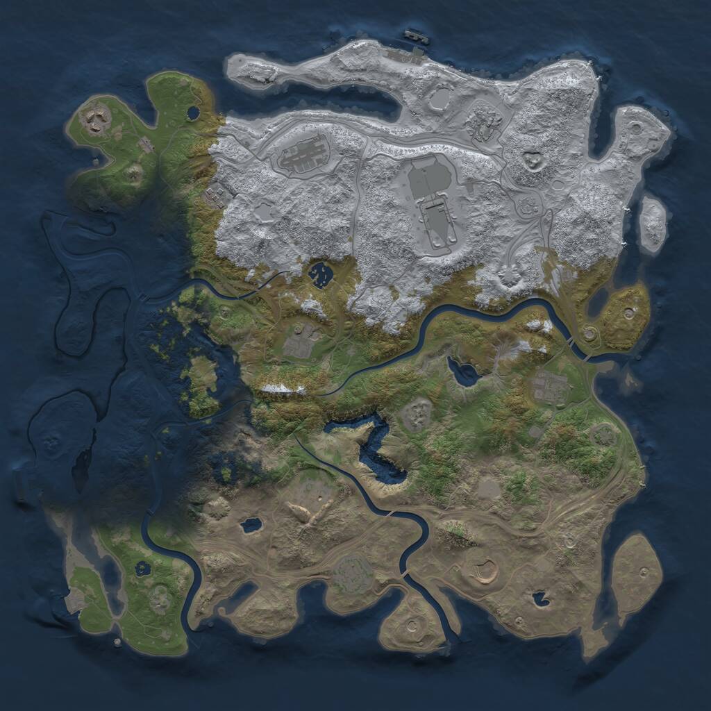 Rust Map: Procedural Map, Size: 4500, Seed: 2115474412, 17 Monuments