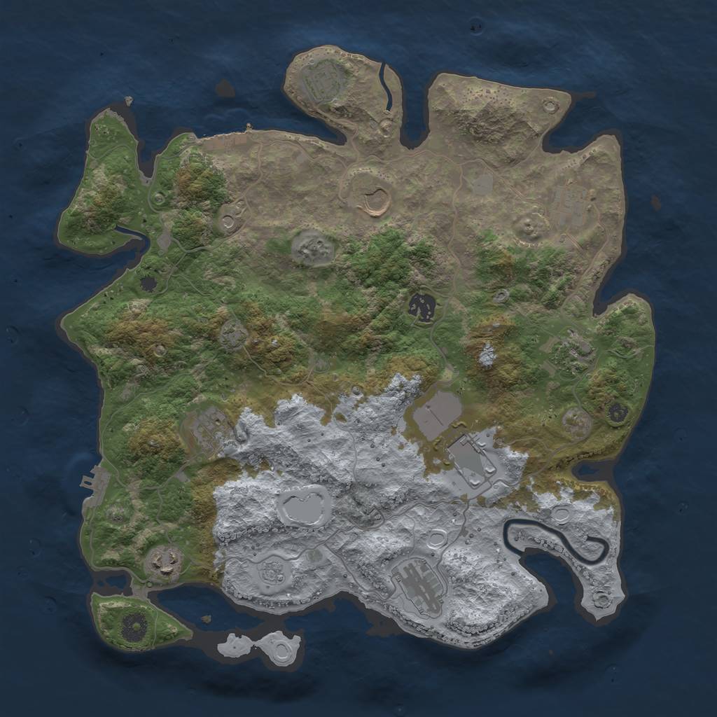 Rust Map: Procedural Map, Size: 3800, Seed: 255245791, 17 Monuments