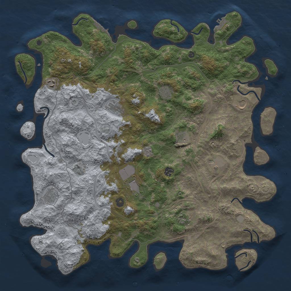 Rust Map: Procedural Map, Size: 4800, Seed: 357602485, 19 Monuments