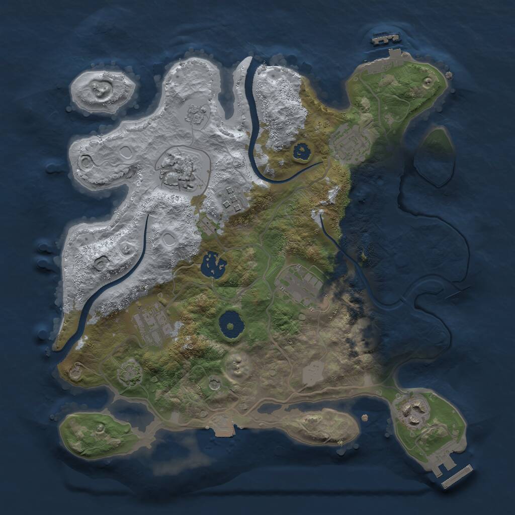 Rust Map: Procedural Map, Size: 3000, Seed: 3105, 13 Monuments