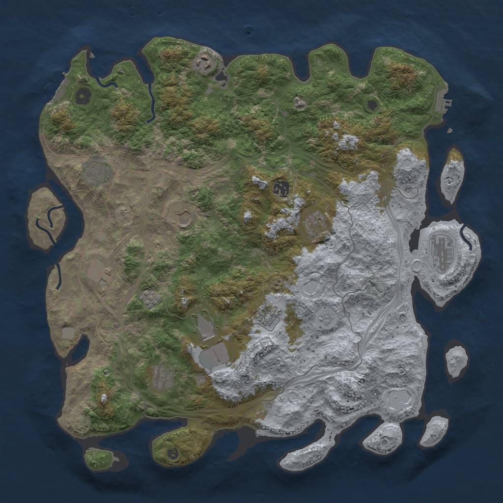 Rust Map: Procedural Map, Size: 4500, Seed: 211936962, 19 Monuments