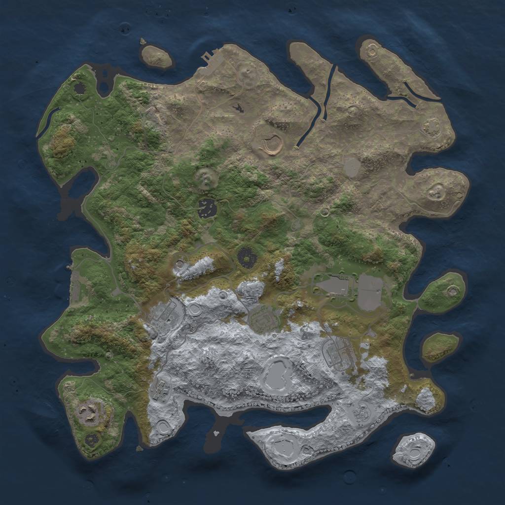 Rust Map: Procedural Map, Size: 3750, Seed: 705050911, 16 Monuments