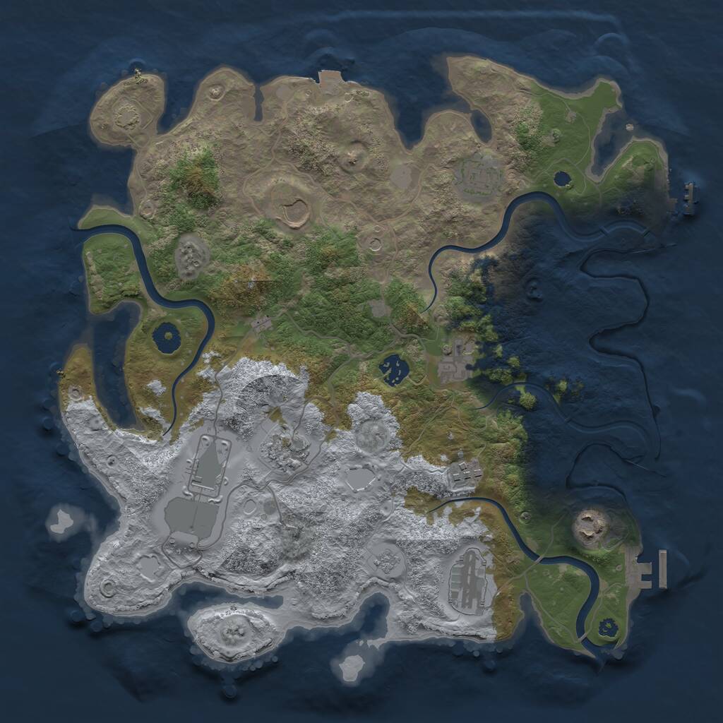 Rust Map: Procedural Map, Size: 3750, Seed: 3039897, 15 Monuments