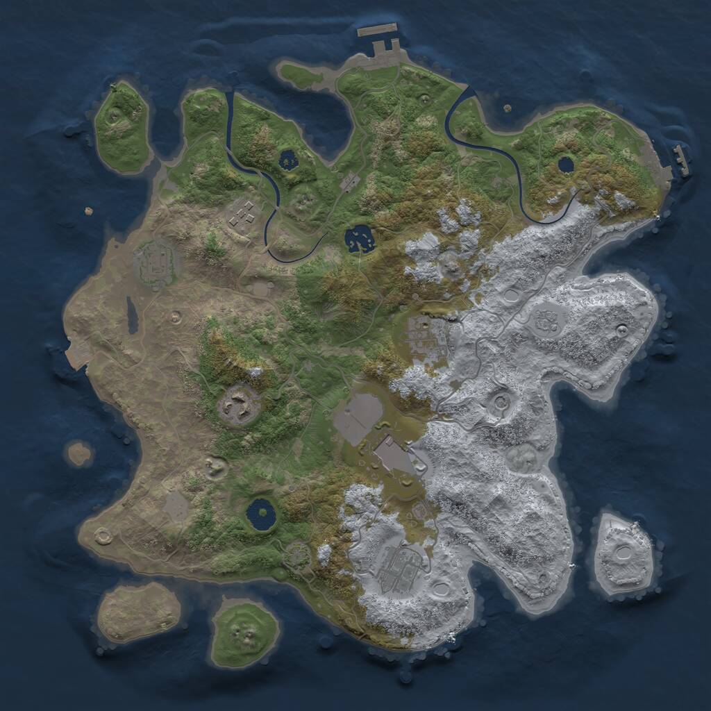 Rust Map: Procedural Map, Size: 3600, Seed: 21706, 13 Monuments
