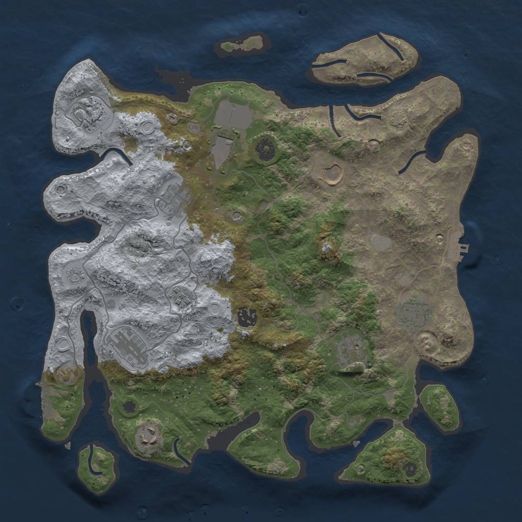 Rust Map: Procedural Map, Size: 3750, Seed: 862263967, 18 Monuments