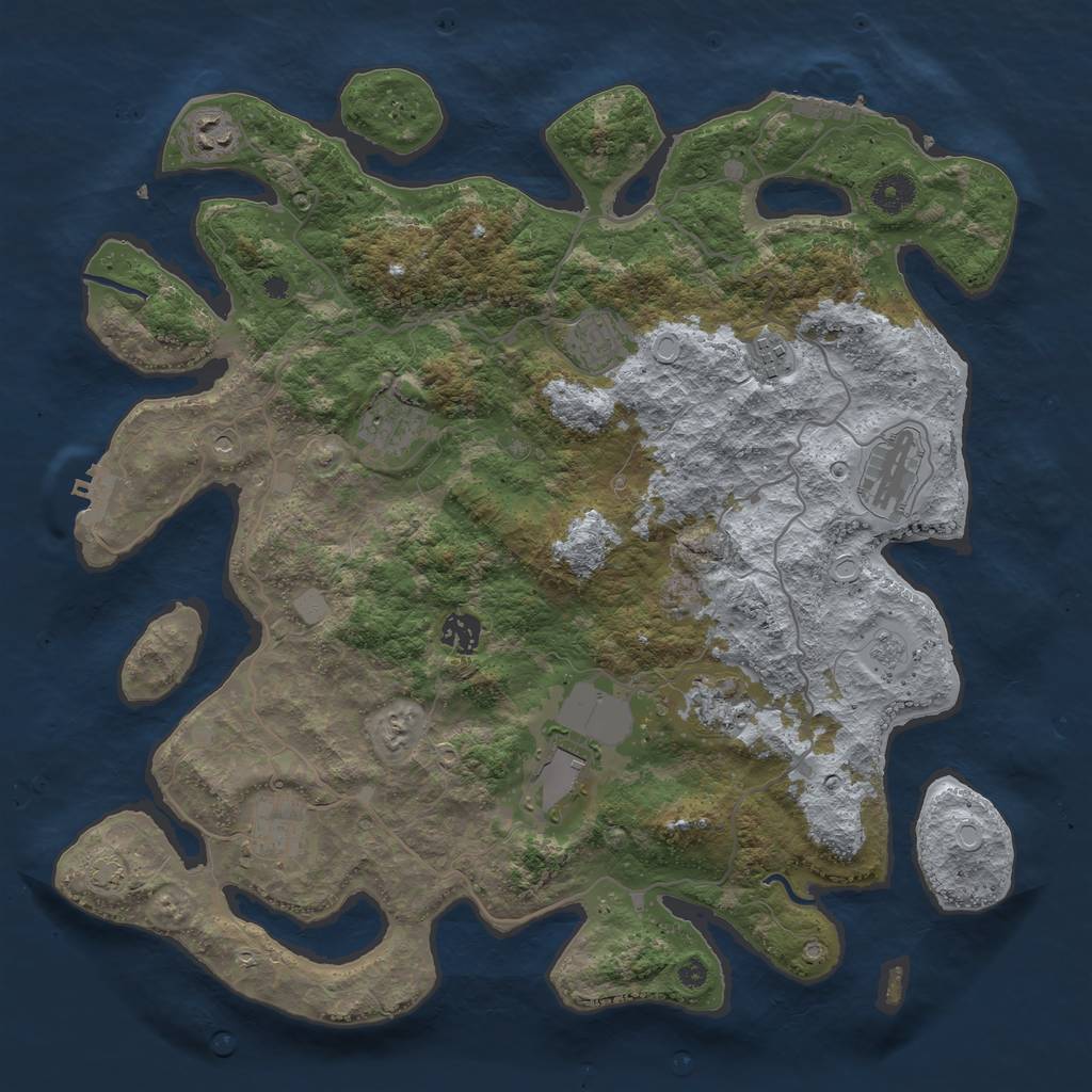Rust Map: Procedural Map, Size: 4000, Seed: 206722695, 17 Monuments