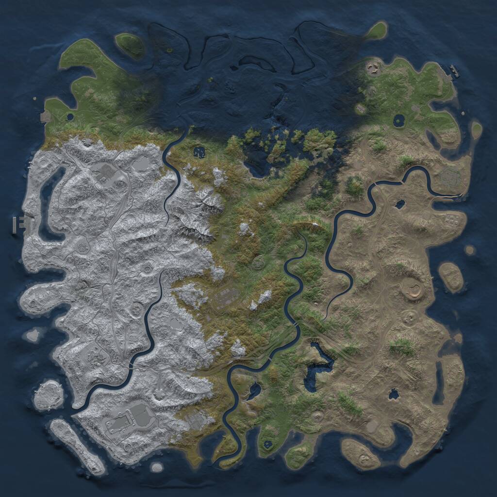 Rust Map: Procedural Map, Size: 6000, Seed: 50199, 17 Monuments
